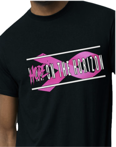 Black Hope on the Horizon t-shirt with pink ribbon design